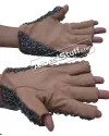 Medieval Riveted Chainmail Fingerless Gloves with Leather - Flat Dome Mail Mittens image 1
