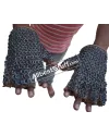 Titanium Medieval fingerless Leather Chain Mail Gloves image 3