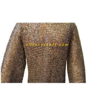 40 inch Chest Chain Mail Hauberk Flat Dome Riveted Sleeve 22