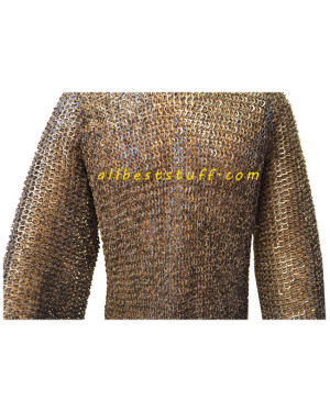 40 inch Chest Chain Mail Hauberk Flat Dome Riveted Sleeve 22