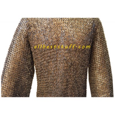 40 inch Chest Chain Mail Hauberk Flat Dome Riveted Sleeve 22
