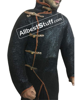 6 mm Flat Riveted Flat Solid Maille Hauberk Overlap Chest version