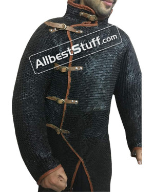 6 mm Flat Riveted Flat Solid Maille Hauberk Overlap Chest version