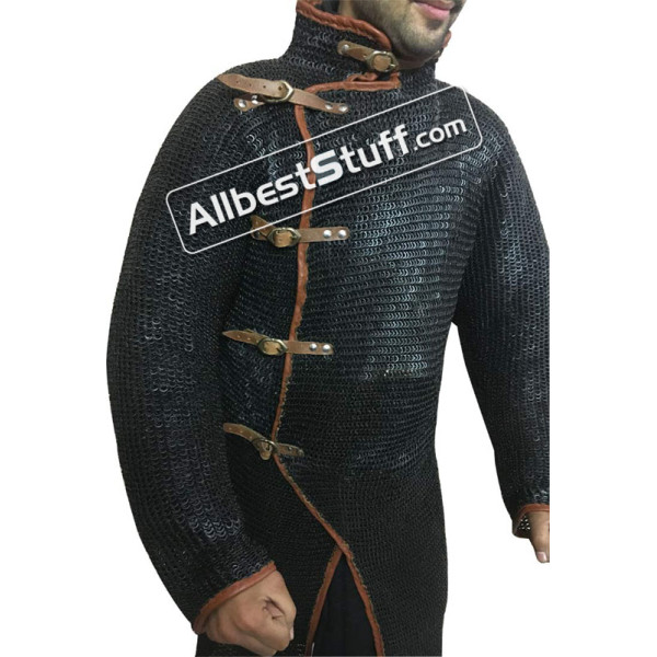 6 mm Flat Riveted Flat Solid Maille Hauberk Overlap Chest version