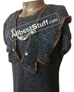 6 MM Dome Riveted Flat Ring Roman Hamata Chain Mail Chest 38