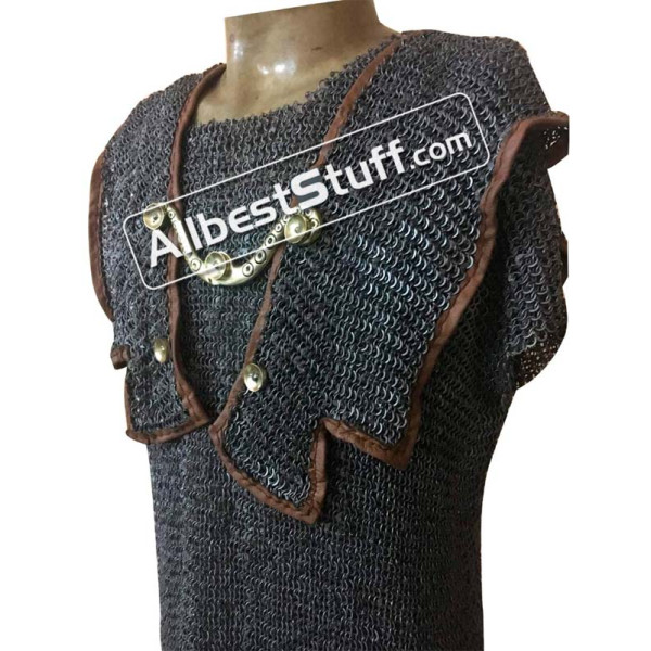 6 MM Dome Riveted Flat Ring Roman Hamata Chain Mail Chest 38