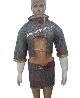 8 mm Flat Riveted with Solid Ring Chainmail Half Body Shirt & Skirt Combo