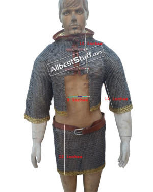 8 mm Flat Riveted with Solid Ring Chainmail Half Body Shirt & Skirt Combo