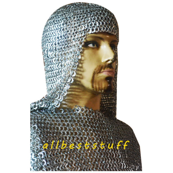 03 Quantity 8mm Chain mail Large Flat Rivet Flat Solid Ring Hauberk and Integrated Coif