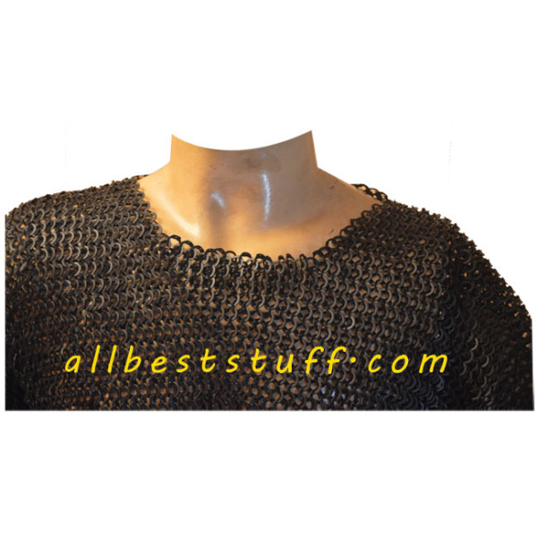Chain Maille Haubergeon Flat Solid Mushroom Riveted for Chest 46