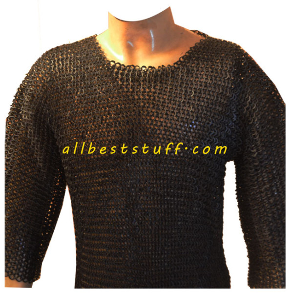 Extra Large Long Chain Maille Hauberk Riveted 9 mm Full Flat Chest 50