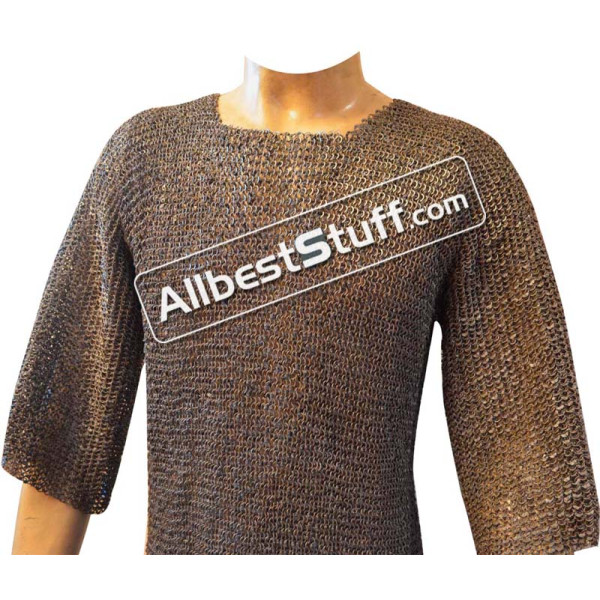 Chain Mail Hauberk Long Length Full Sleeve Chest 40 inches