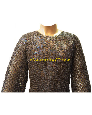 8 MM Flat Riveted Maille Full Sleeve Shirt Chest 35 inches
