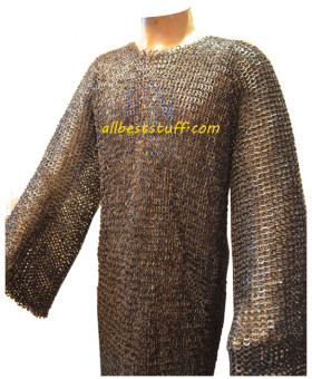 Long Length Riveted Chain Mail Hauberk 9 mm Chest 48 Full Sleeve
