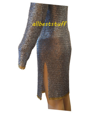 Chain Mail Shirt One Flat Riveted Ring with Alternate Solid Ring Pattern Zinc Coated Brass Rings