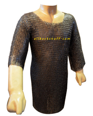 European 4 in 1 Chain Maille Hauberk XL Dome Riveted Chest 54