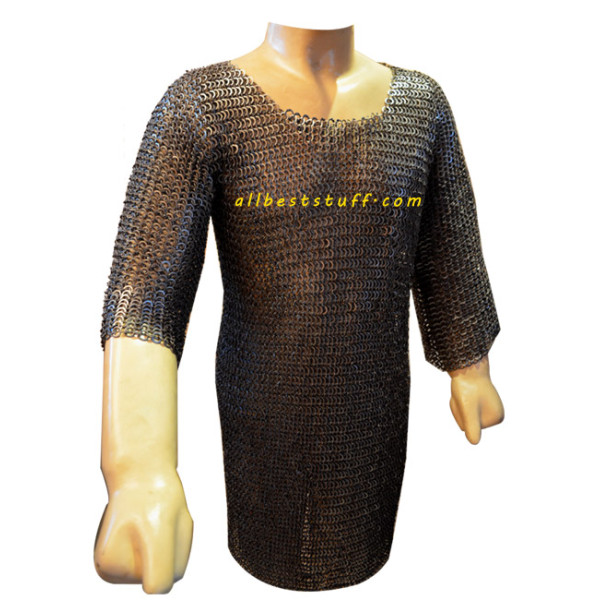 European 4 in 1 Chain Maille Hauberk XL Dome Riveted Chest 54