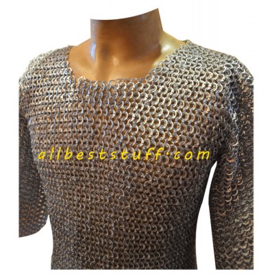 Large Chain Mail Shirt 8 mm Flat Riveted Alternate Solid Chest 45