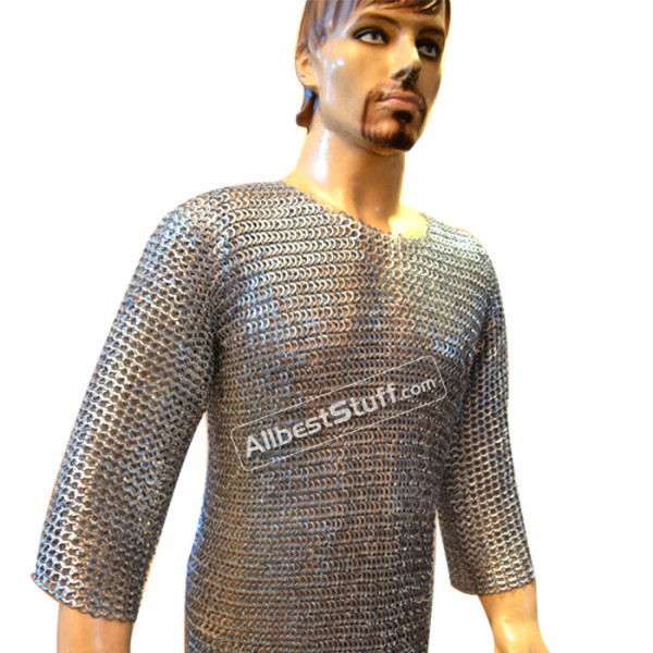 Hand Made Maile Armour Flat Riveted Solid 9 mm Hauberk Chest 44