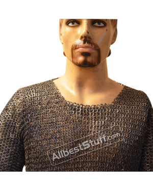 Chain Mail Armour Hauberk Flat Full Riveted Maille Chest 46