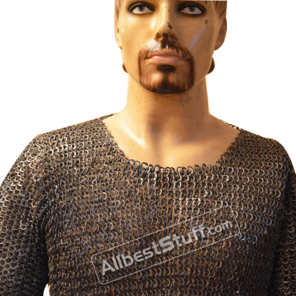 Chain Mail Armour Hauberk Flat Full Riveted Maille Chest 46