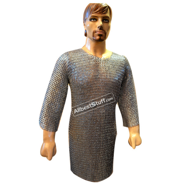 Chain Maille 8 mm Flat with Alternate Solid Chest 40 Half Sleeve