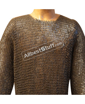 Medieval Chain Mail Armour Flat Riveted Maille Chest 54