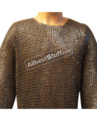 Medieval Chain Mail Armour Flat Riveted Maille Chest 54