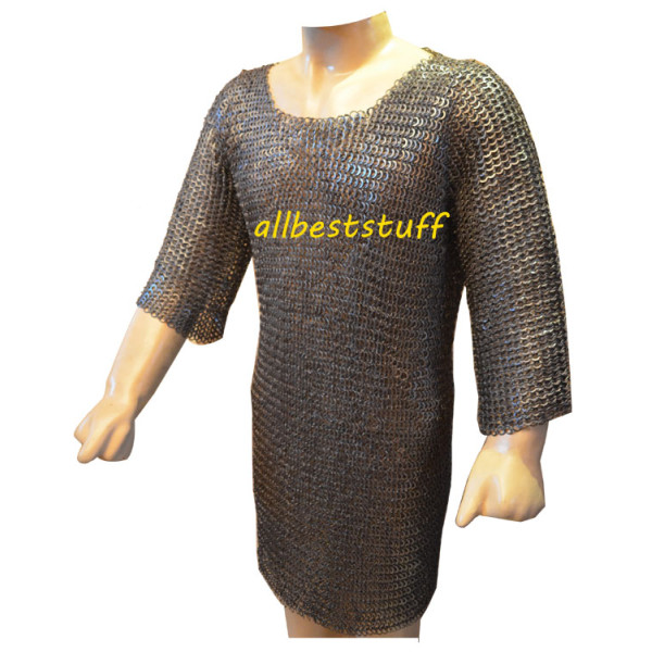 Medieval Chain Mail Hauberk 8 mm Dense Flat Solid Chest Size 54
