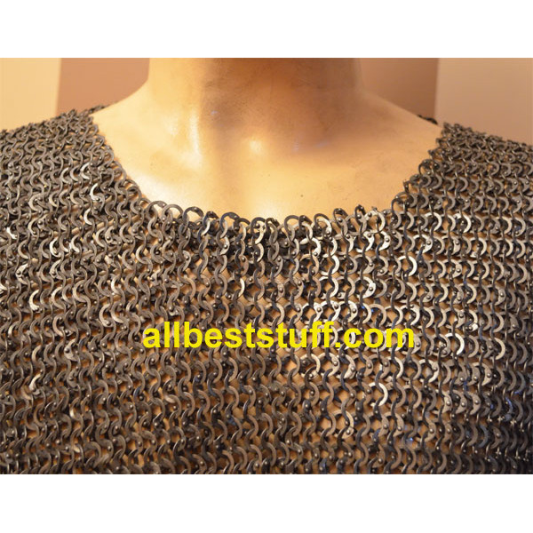 Sleeveless Chain Mail Hauberk for Chest Size 40 Flat Riveted Rings