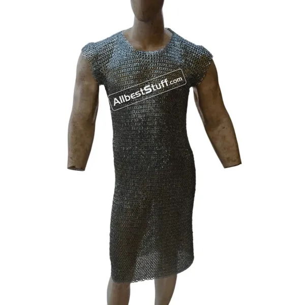 Long Length Riveted Chain Mail Hauberk Chest 48 Sleeveless