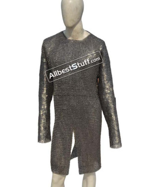 Stainless Steel Chainmail Shirt Riveted Chest 50 Full Sleeve