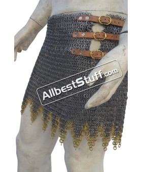 9 mm Round Riveted Alternating Solid Ring Maille Skirt