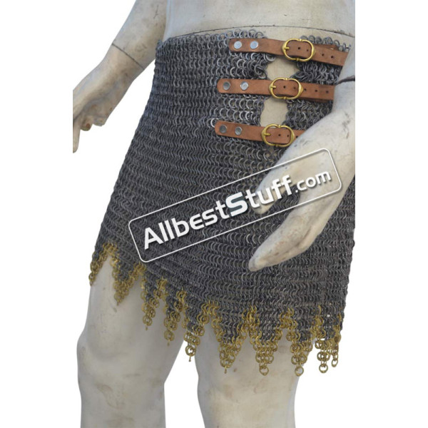 9 mm Round Riveted Alternating Solid Ring Maille Skirt