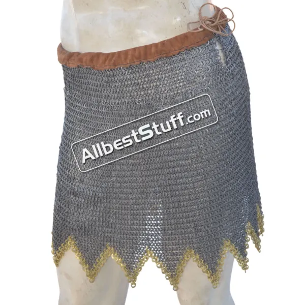 Stainless Steel 6 mm Flat Riveted Alternating Solid Ring Maille Skirt