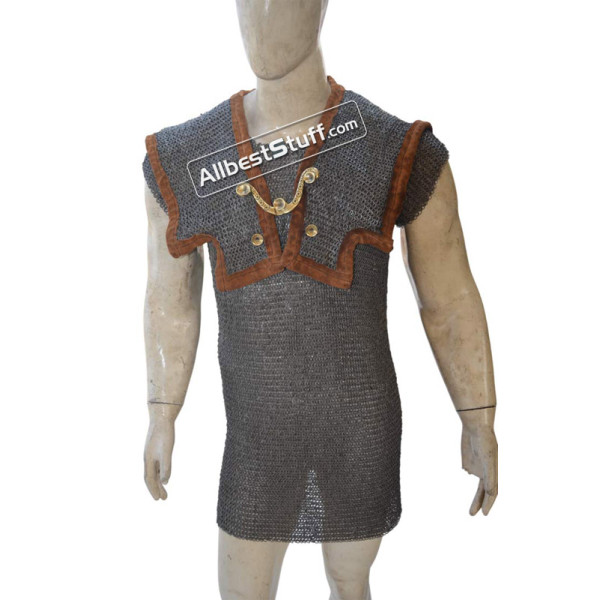 Large Roman Hamata Maille 6 MM Flat Solid Ring Chest 45