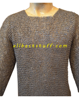 Round Riveted Flat Solid 6 mm Ancient Chain Mail Shirt Chest 40