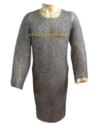 Full Sleeve Chain Mail Hauberk Long Length Large Chest 42
