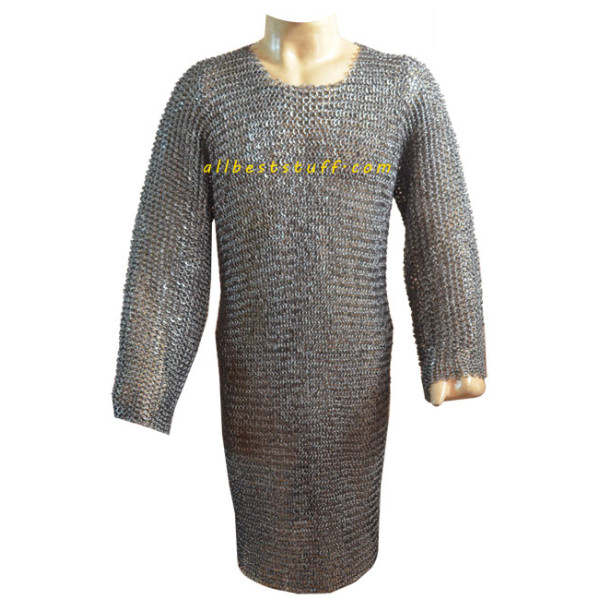 Full Sleeve Chain Mail Hauberk Long Length Large Chest 42
