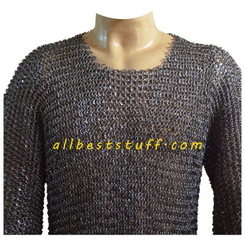Details about   NEW Chain mail 9 mm Round Riveted Hubergion Full Sleeve Large Size Shirt**t