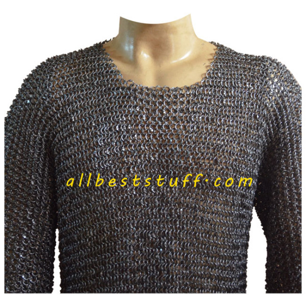 16 Gauge 9 mm Full Round Riveted Chainmail Hauberk Chest 36
