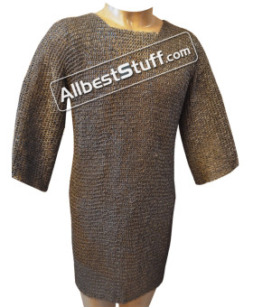 Half Sleeve 6 MM Chain Mail Shirt Round Riveted Solid Chest 35