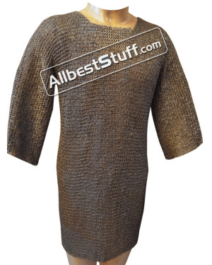 Half Sleeve 6 MM Chain Mail Shirt Round Riveted Solid Chest 35