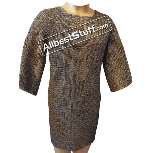 Half Sleeve 6 MM Chain Mail Shirt Round Riveted Solid Chest 35