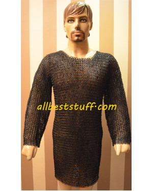 Large Round Riveted Chain Maille Hauberk Chest 44 Long