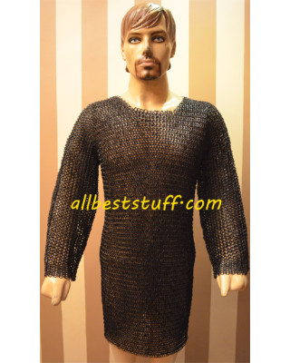 Large Round Riveted Chain Maille Hauberk Chest 44 Long