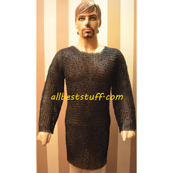 Large Round Riveted Chain Maille Hauberk Chest 44 Long