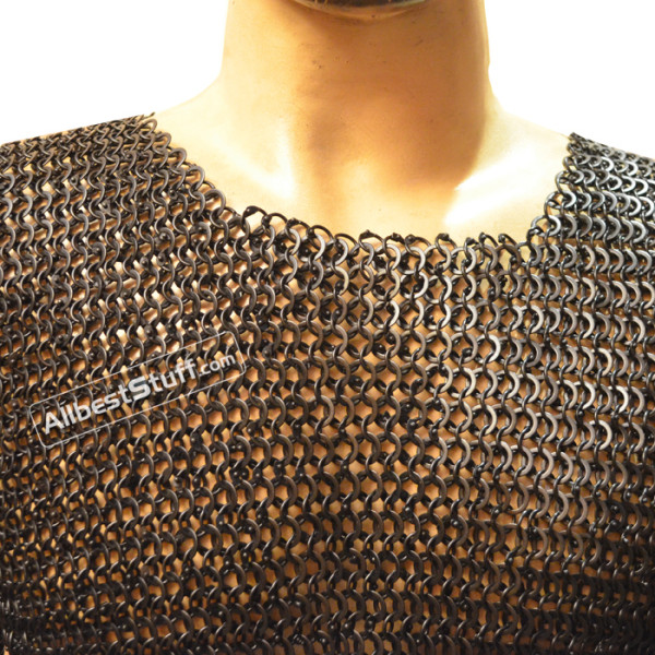 Medieval Body Armour Round Riveted Flat Solid Chain Mail Chest 40