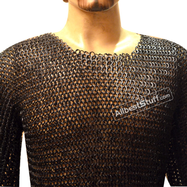 Round Mixed with Solid Maille Shirt Long Comfort Chest 38