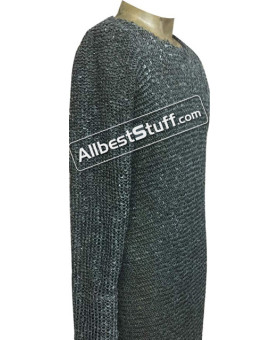 Chest 44 inches 6 MM Round Riveted Long Sleeve Maille Shirt